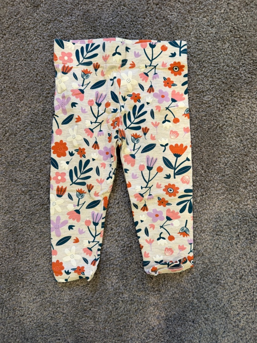 dip Floral Leggings in Cream, Pink & Orange